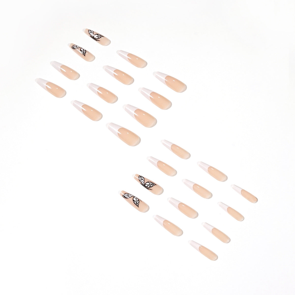 White French Butterfly Press On Nail , Nail Stickers Nail Shaped Piece Wear Finished Nail Beauty