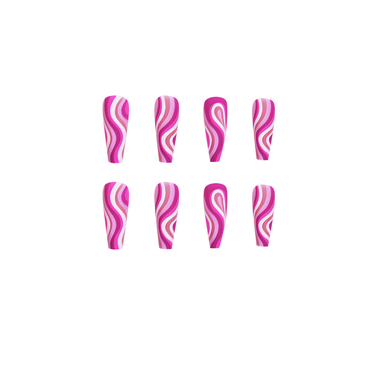 Glossy Pink Design Press On Nails